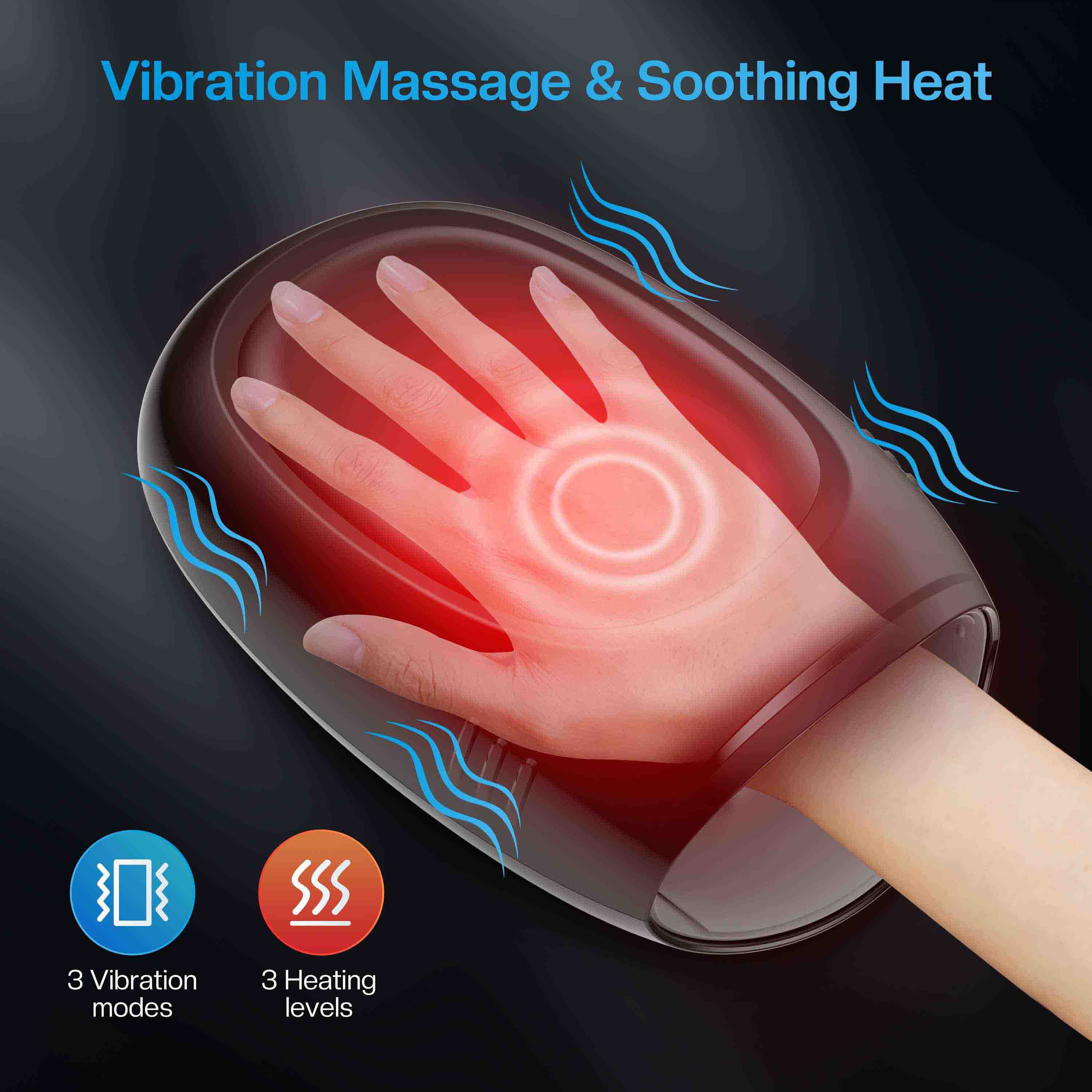 Comfier Electric Wireless Hand Massager With Heat & Compression((Colored Packaging) -4101APP-BL-2